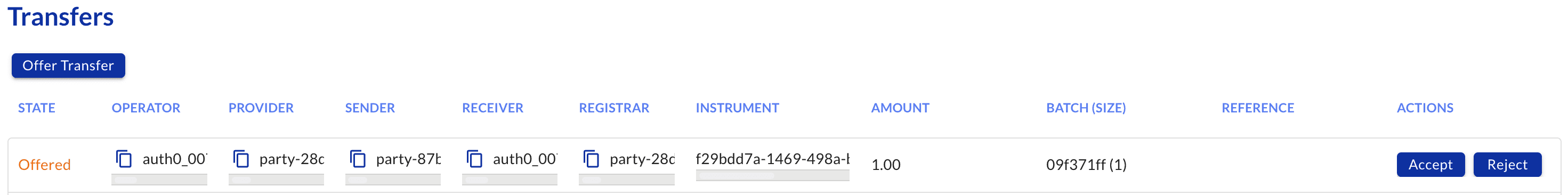 Accept incoming SBC transfer in the Canton Utility app