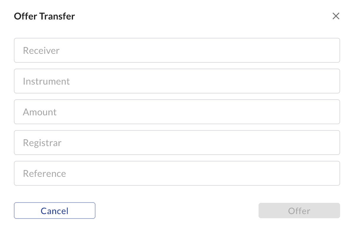 Offer Transfer fields in the Canton Utility app
