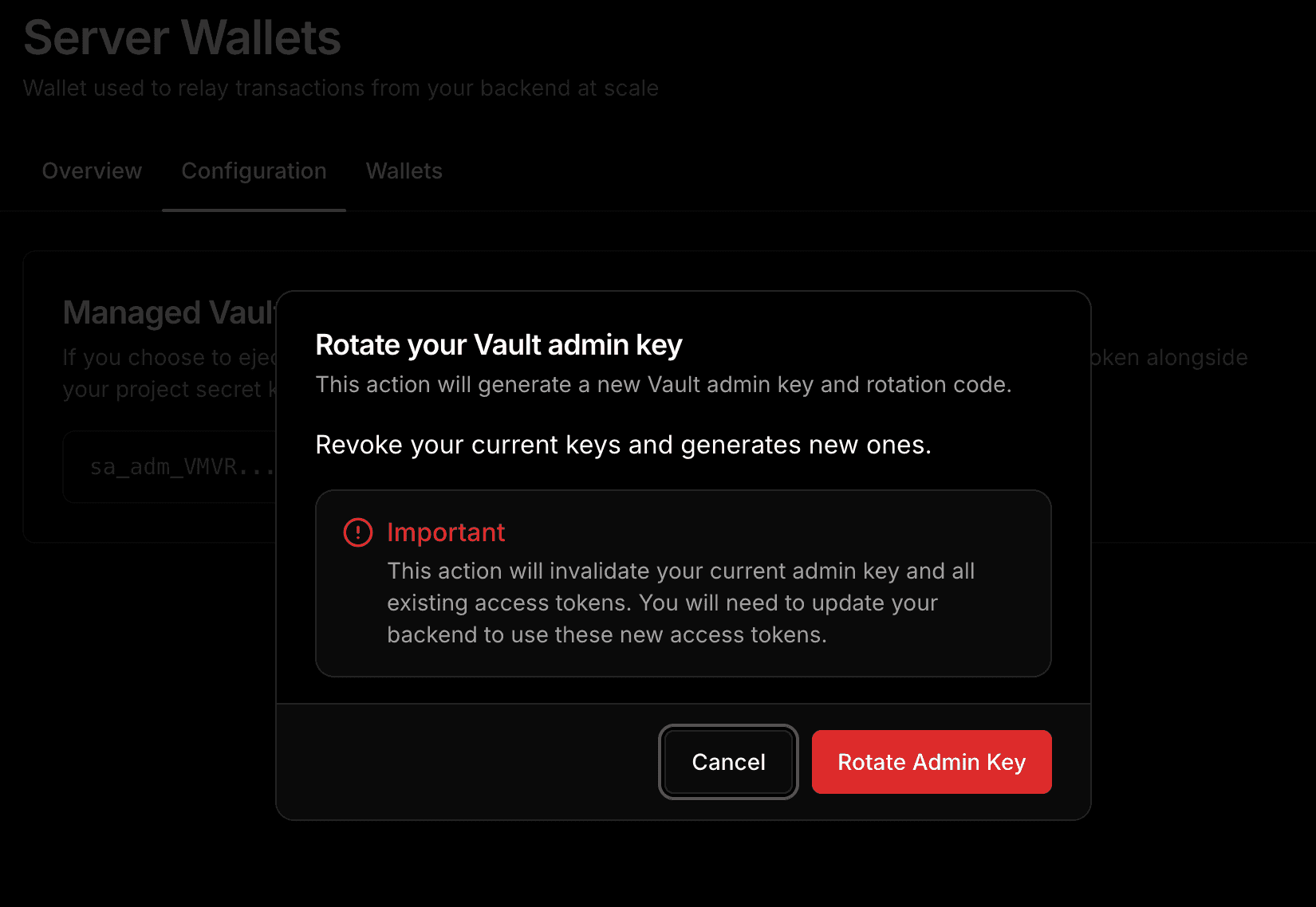 thirdweb vault access token starting with vt_act_